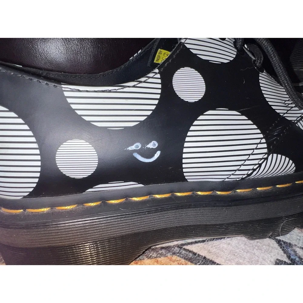 Dr. Martens Unisex 1461 Black + White Polka Dot Smooth Leather‎ Platforms L10/M9